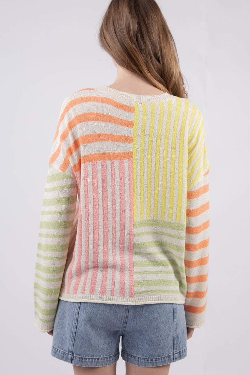 Spring Time Striped Sweater: Pink