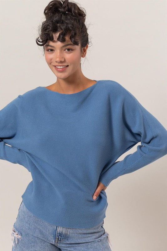 The Perfect Ribbed Sweater- Blue