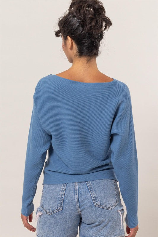 The Perfect Ribbed Sweater- Blue