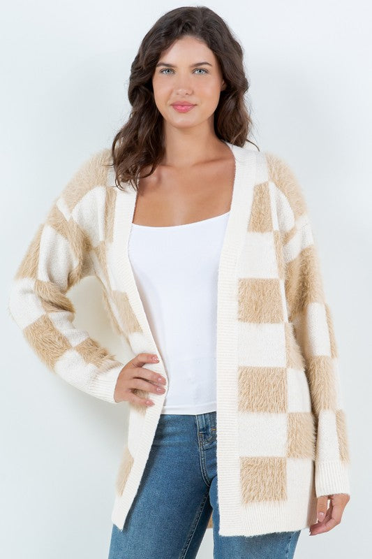 Check It Out Cardigan- Taupe