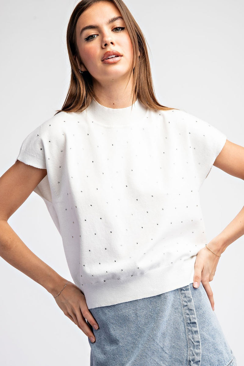 Touch of Rhinestone Sweater Top