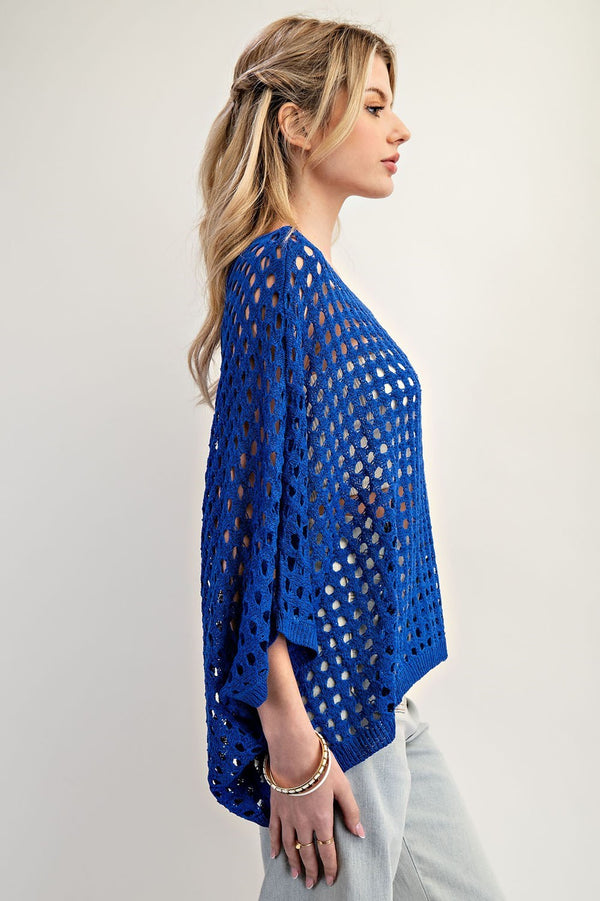 Dallas Pre-Order: Hadley Holey Sweater- Royal Blue
