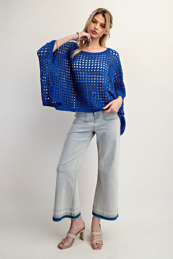 Dallas Pre-Order: Hadley Holey Sweater- Royal Blue