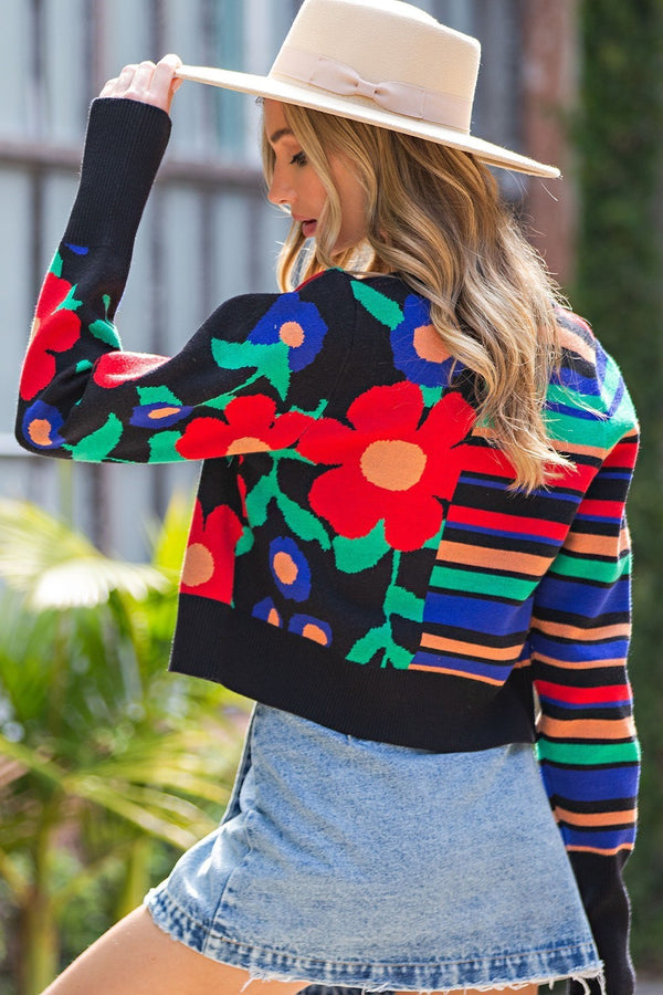 Dallas Pre-Order: Floral & Stripes Cardigan