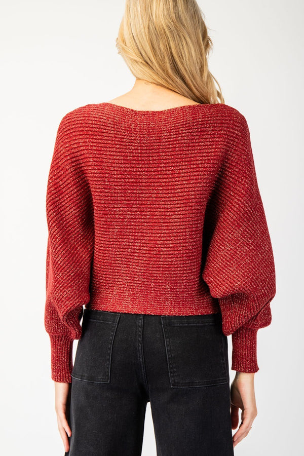 Maybe Later Sweater-Red