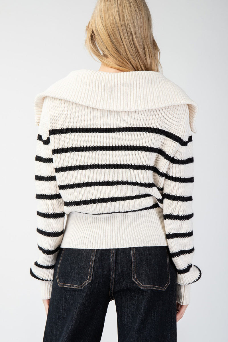 Jasmine Half Zip Striped Sweater