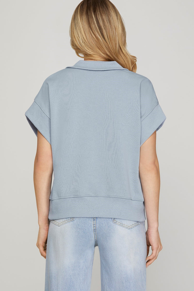 All About It Top- Blue