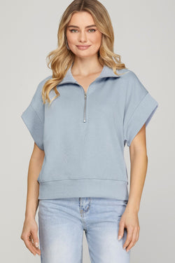 All About It Top- Blue