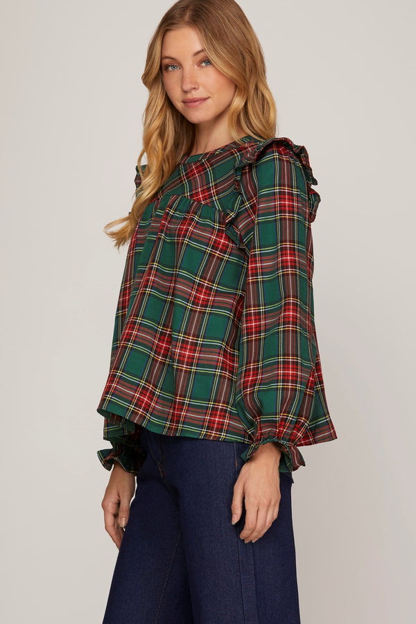 Festive Plaid Top