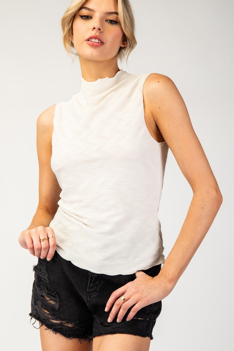 Dallas Pre-Order: Textured Tara Tank: Champagne