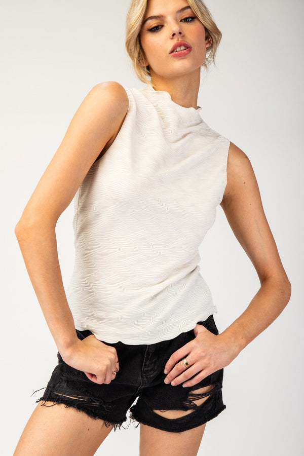 Dallas Pre-Order: Textured Tara Tank: Champagne