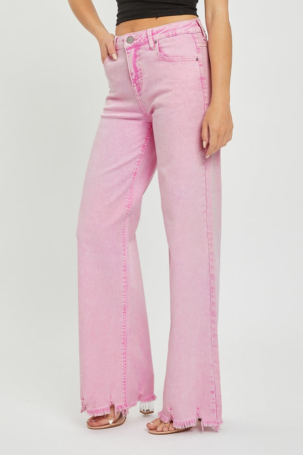 Perfectly Pink Wide Leg Jeans