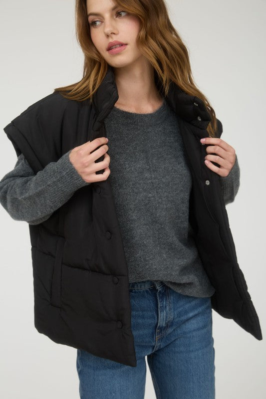 Audrey Puffer Vest-Black
