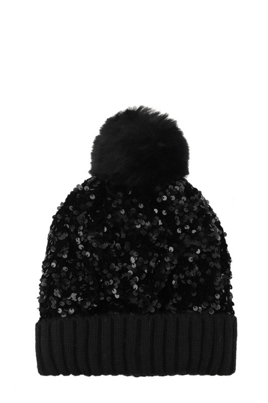 Sparkly Fur Hat-Black
