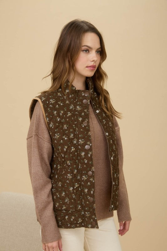 Margo Floral Puffer Vest