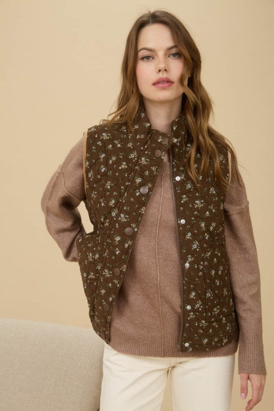Margo Floral Puffer Vest
