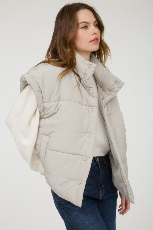 Audrey Puffer Vest-Cement