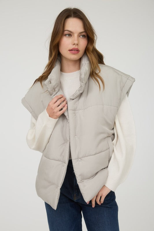 Audrey Puffer Vest-Cement