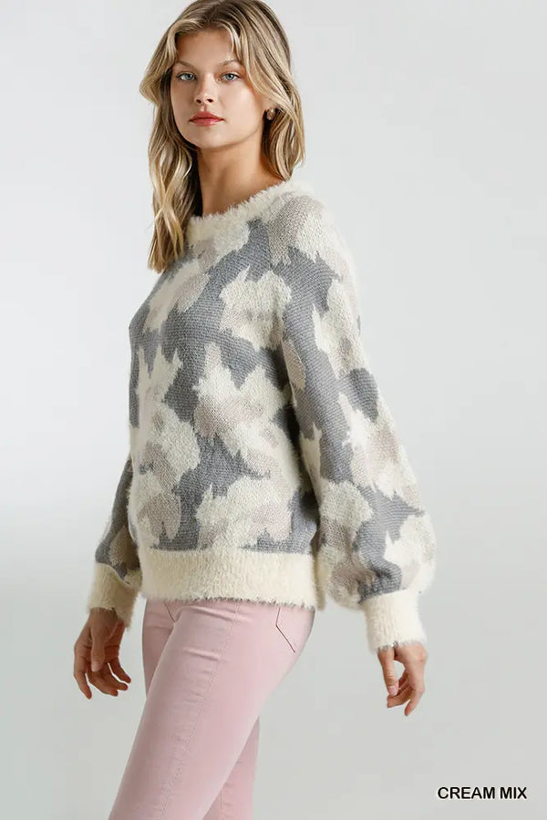 Vickie's Fuzzy Camo Sweater