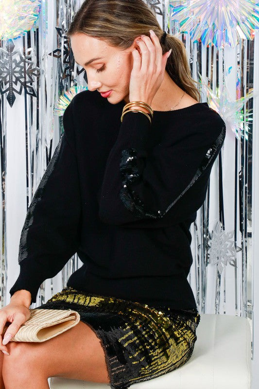 Elaine Sequin Sweater-Black