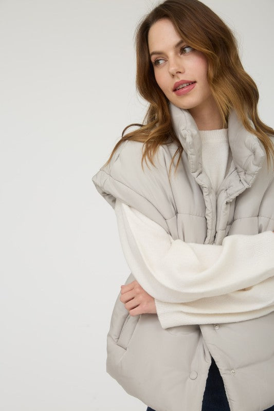 Audrey Puffer Vest-Cement
