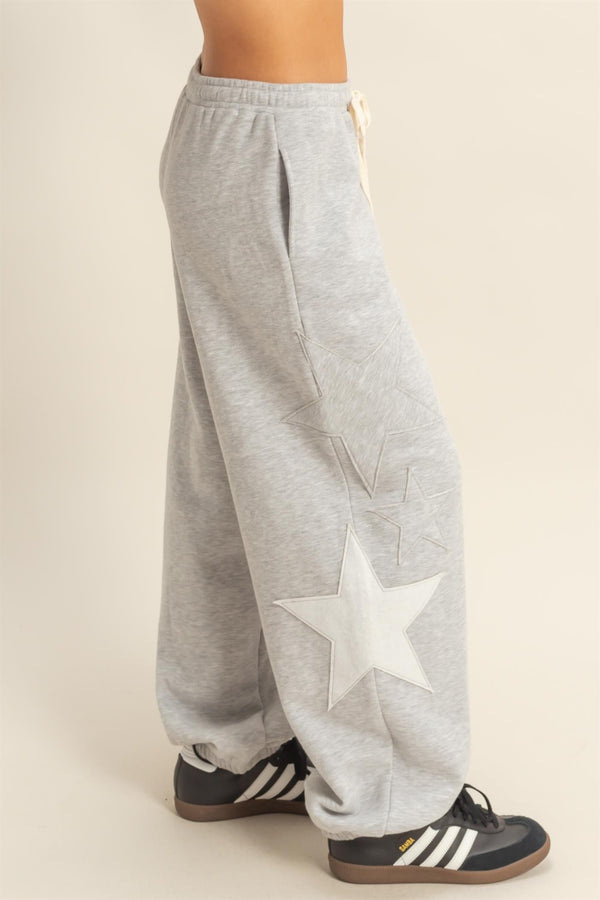 Cozy Star Pants- Heather Gray