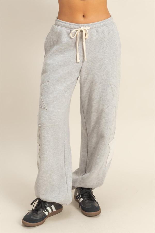 Cozy Star Pants- Heather Gray