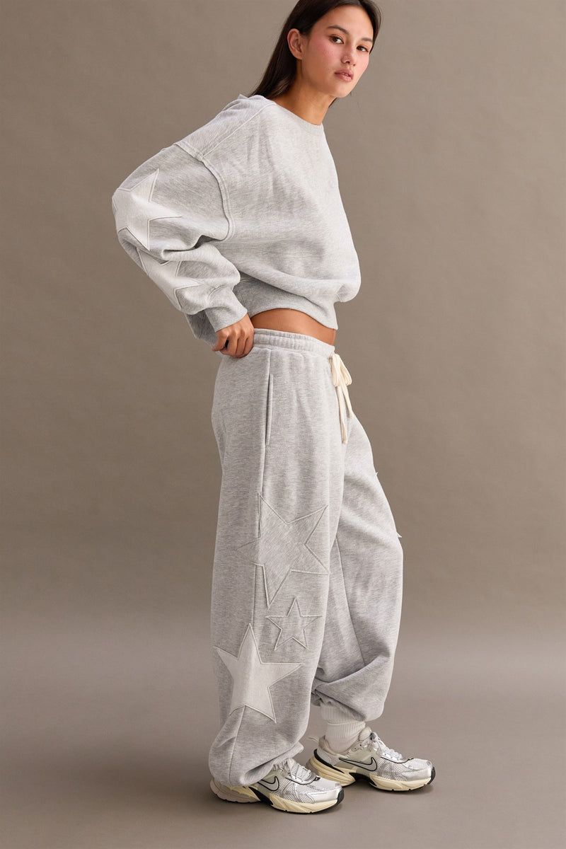 Cozy Star Pants- Heather Gray
