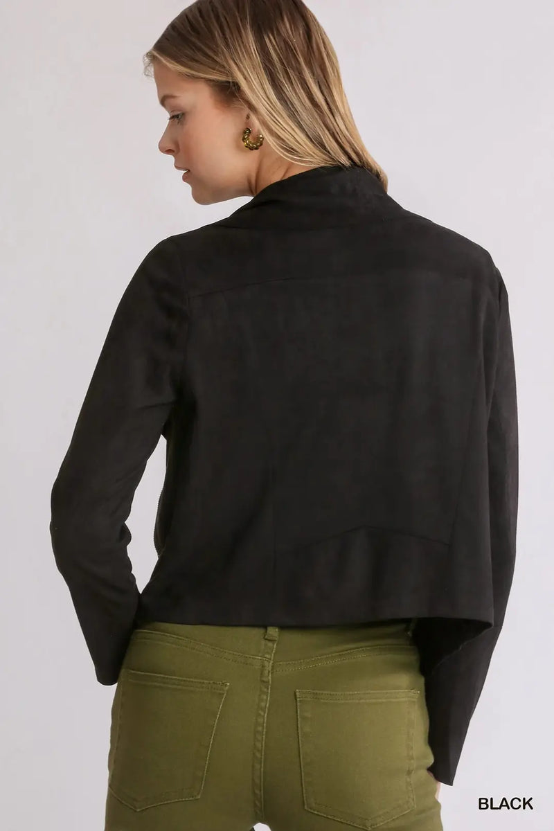 Suede Moto Jacket -Black