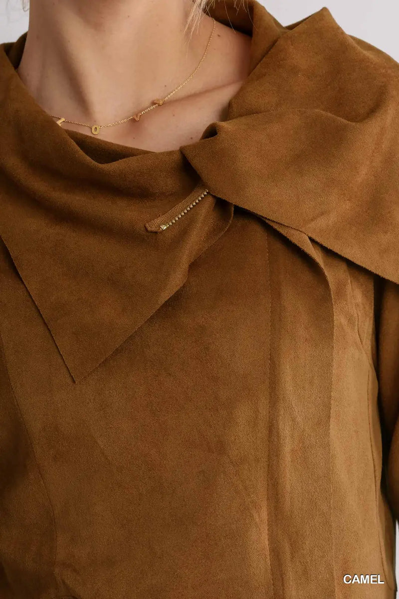 Suede Moto Jacket -Camel