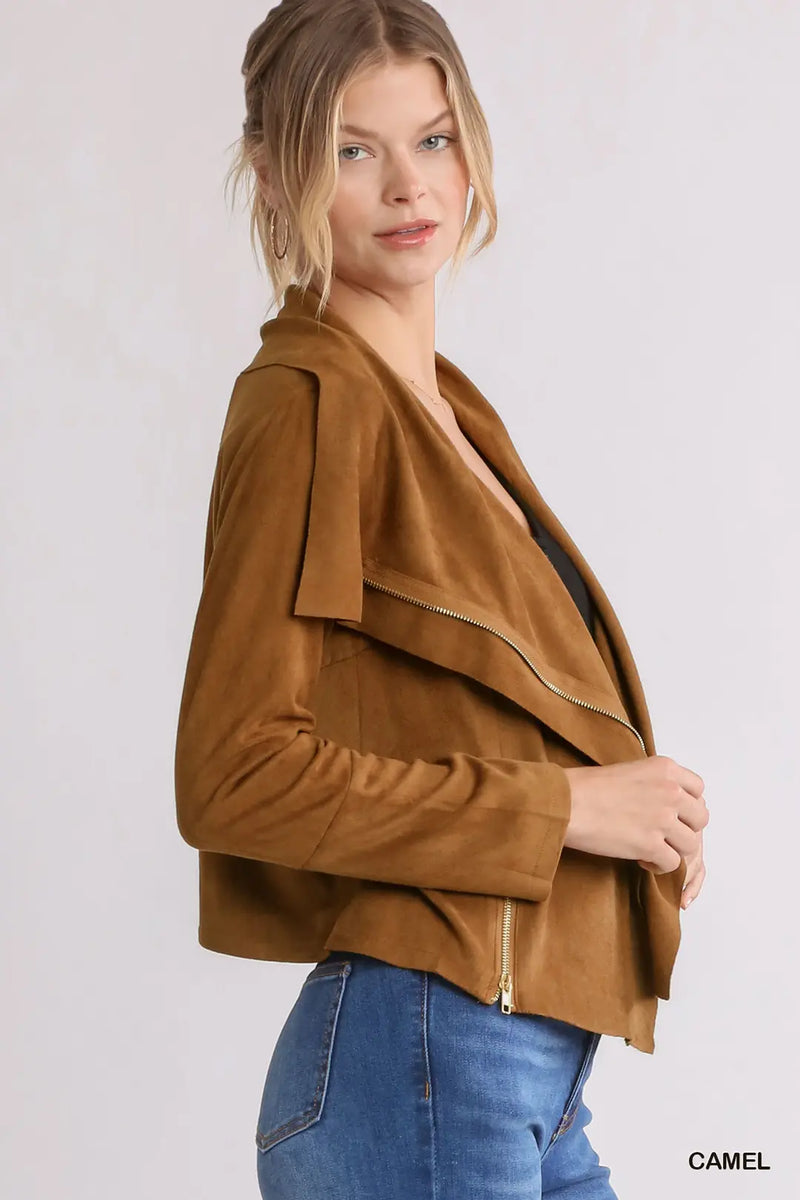 Suede Moto Jacket -Camel