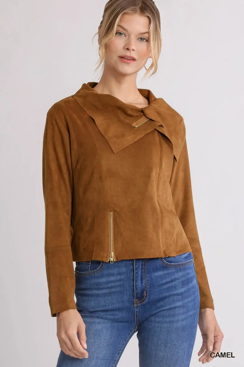 Suede Moto Jacket -Camel