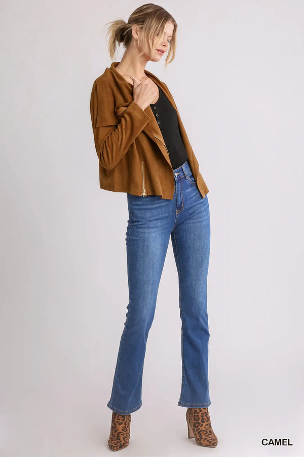 Suede Moto Jacket -Camel