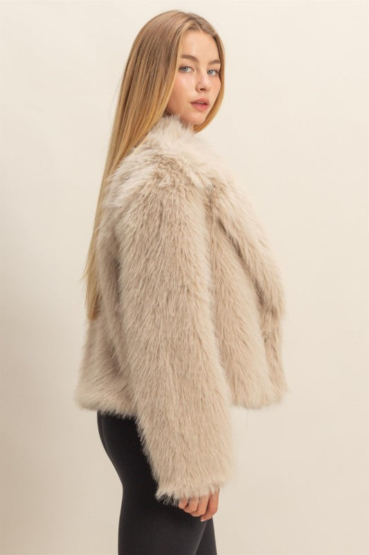 Urban Chic Faux Fur Jacket- Taupe