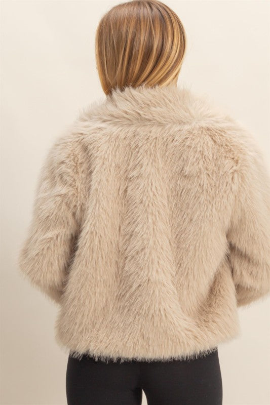 Urban Chic Faux Fur Jacket- Taupe