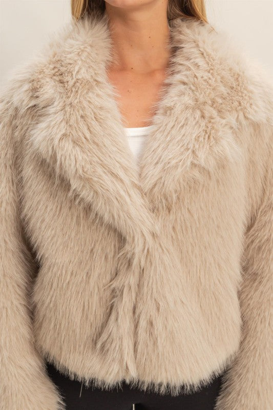 Urban Chic Faux Fur Jacket- Taupe