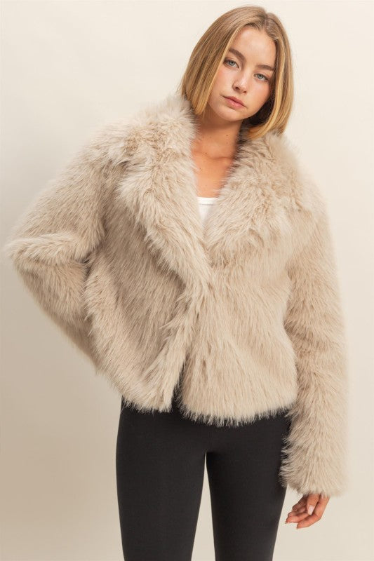 Urban Chic Faux Fur Jacket- Taupe