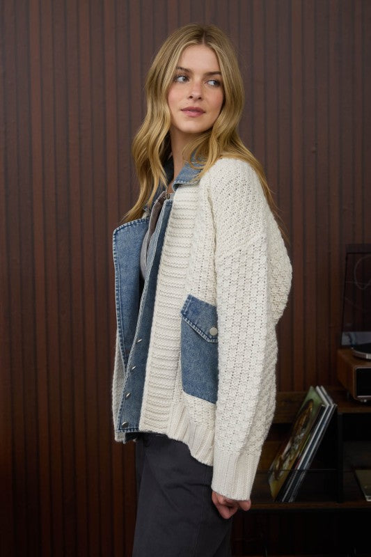 Molly Cable Knit Denim Jacket