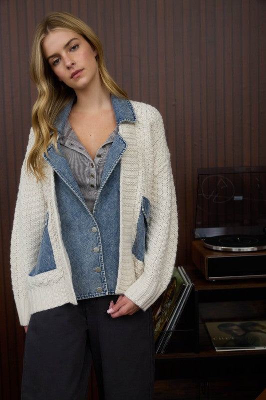 Molly Cable Knit Denim Jacket