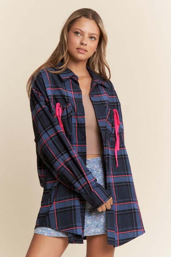 Anna's cute ribbon Navy Flannel