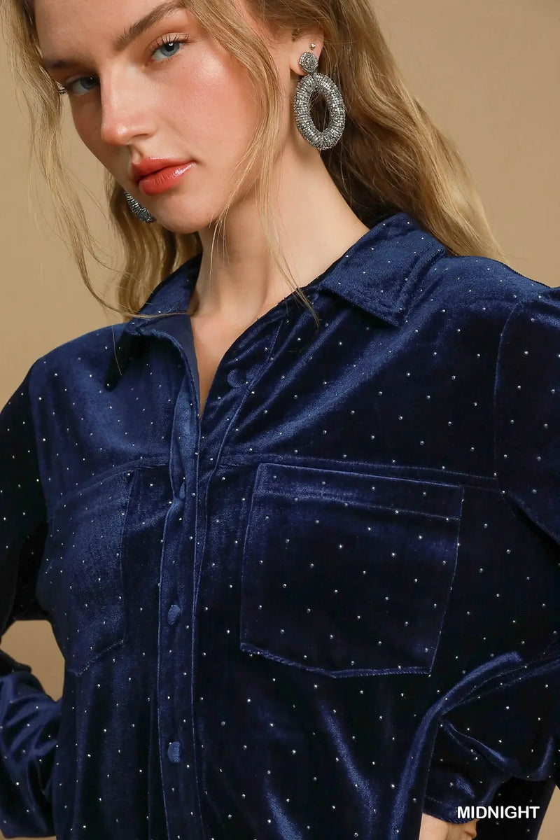 Velvet Button Down Shirt