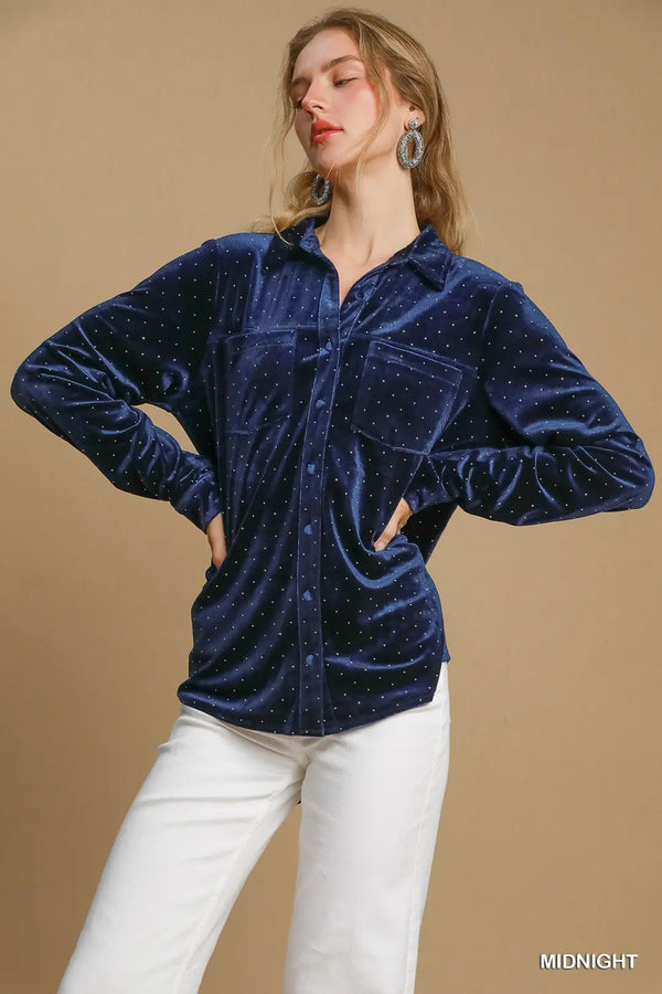 Velvet Button Down Shirt