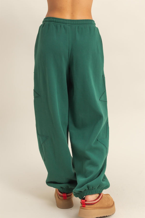 Cozy Star Pants- Dark Green