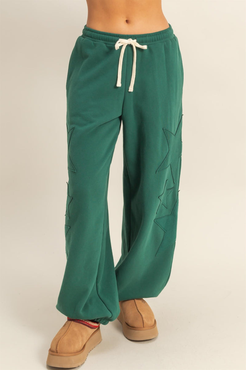 Cozy Star Pants- Dark Green
