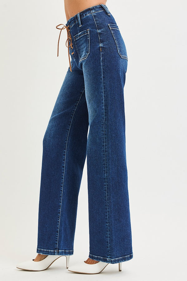 Tie Front Wide Leg Jeans