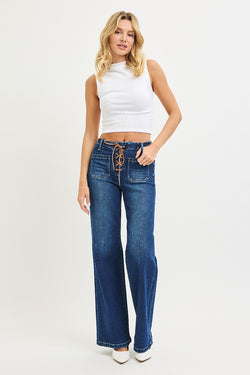 Tie Front Wide Leg Jeans