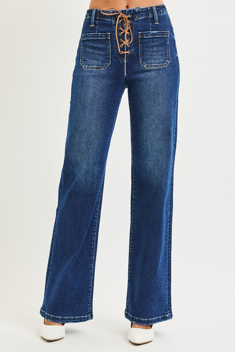 Tie Front Wide Leg Jeans