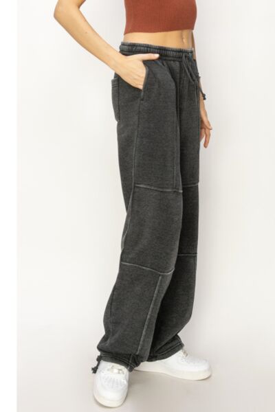 Gray Stitched Design Drawstring Sweatpants